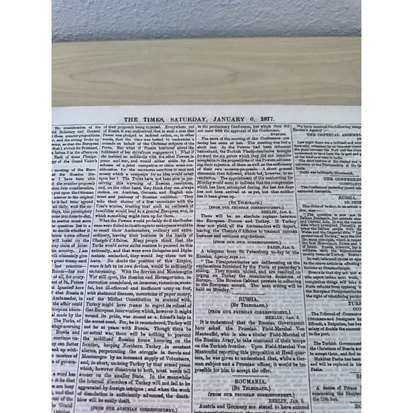 Antique London Times Bound Book January 1, 1877 to March 31, 1877 - Picture 7 of 15